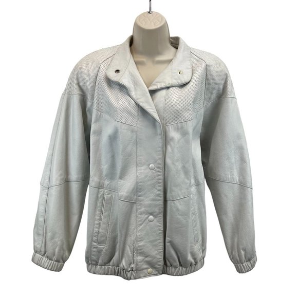 Giovinezza Moda Jackets & Blazers - VTG Giovinezza Moda Rocco D'Amelio White Moto Leather Snap Jacket Women's L